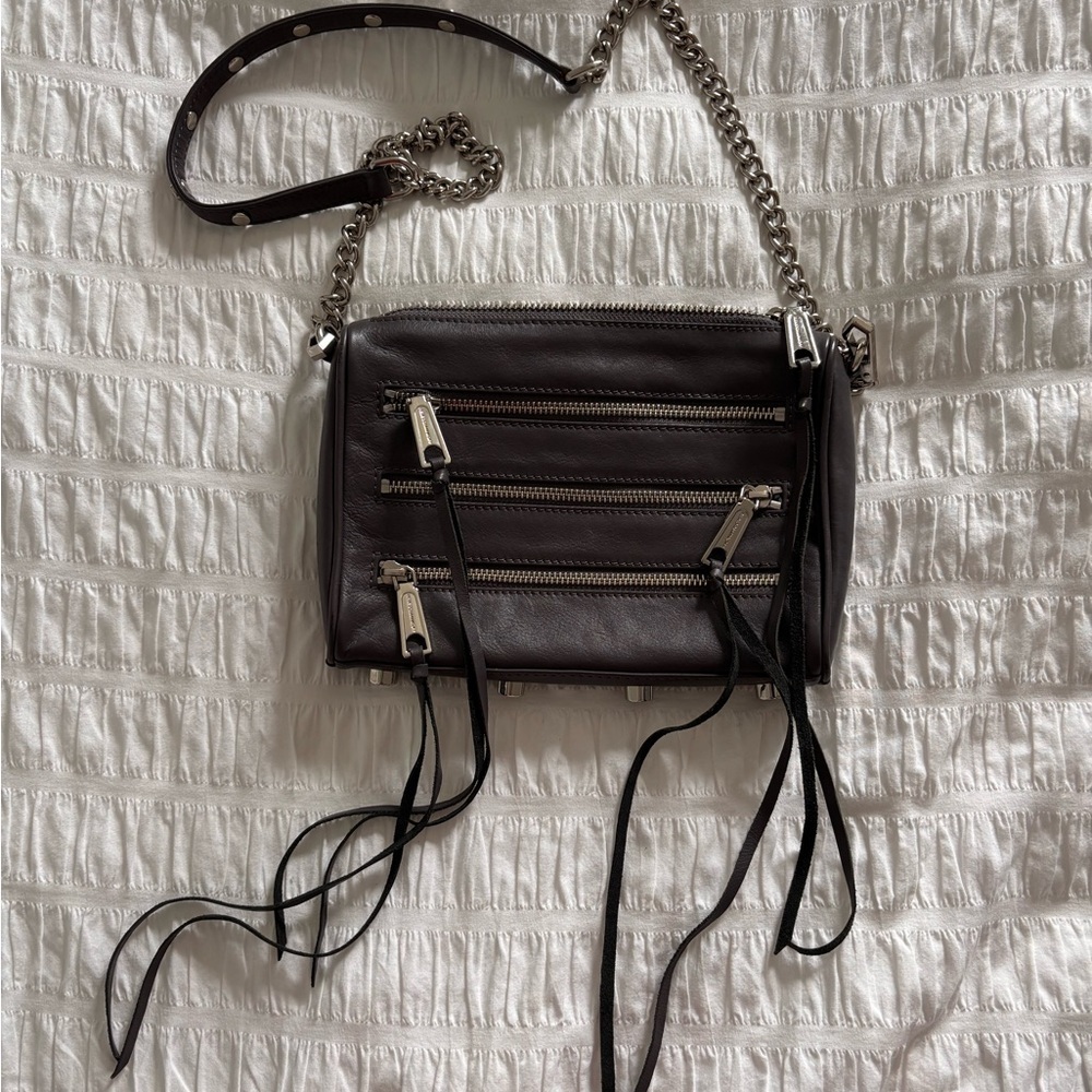 Rebecca Minkoff Stylish Grey Leather Crossbody Bag